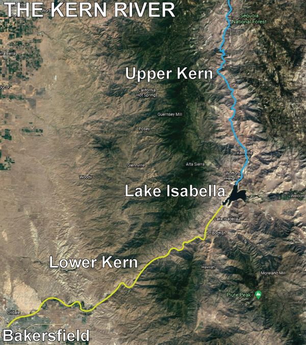 Map of the Kern river showing both the upper and lower kern